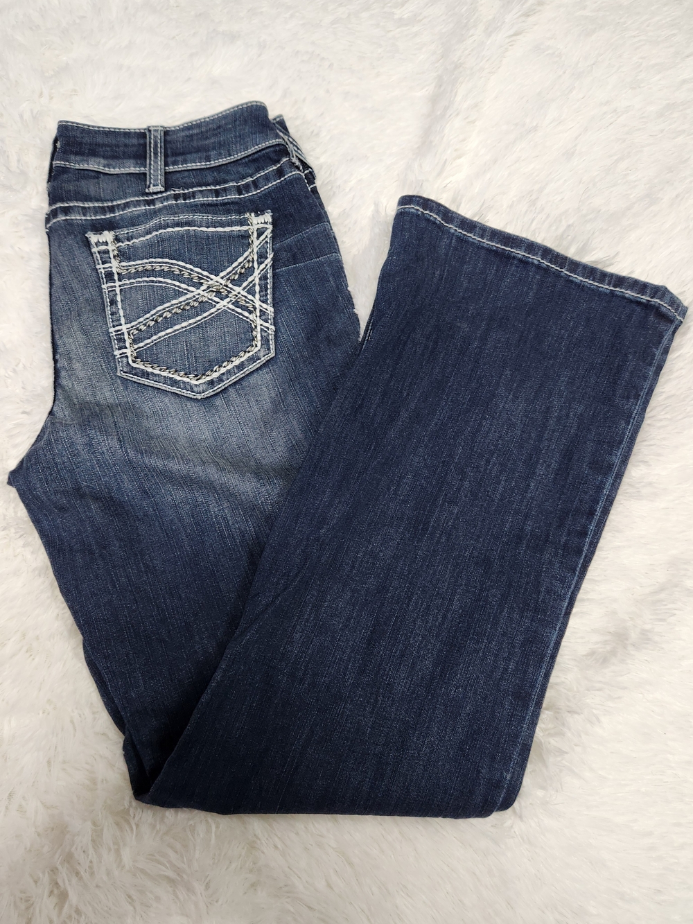 Ariat Dark Blue Bootcut Jeans with Contrast Pocket Stitching
